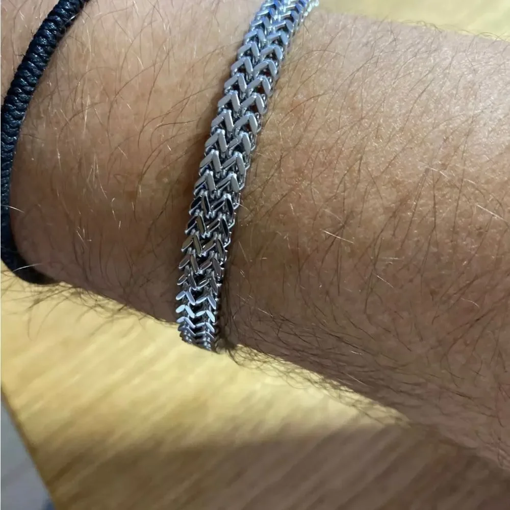 Men’s Double Rope Chain Bracelet Stainless Sterling 9” Punk